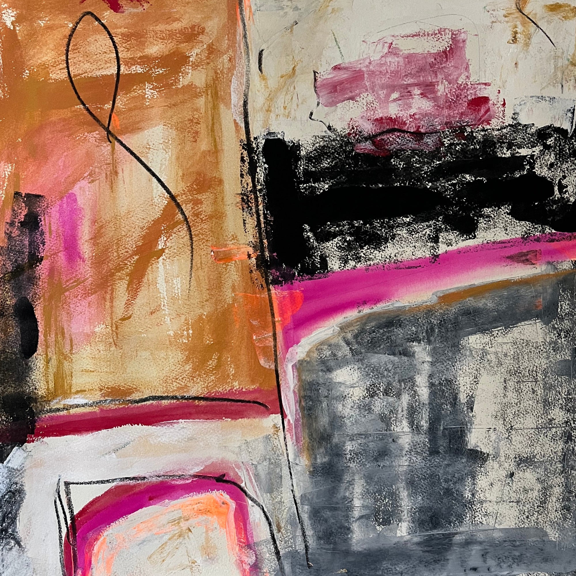 Abstract painting with various colors on a white background