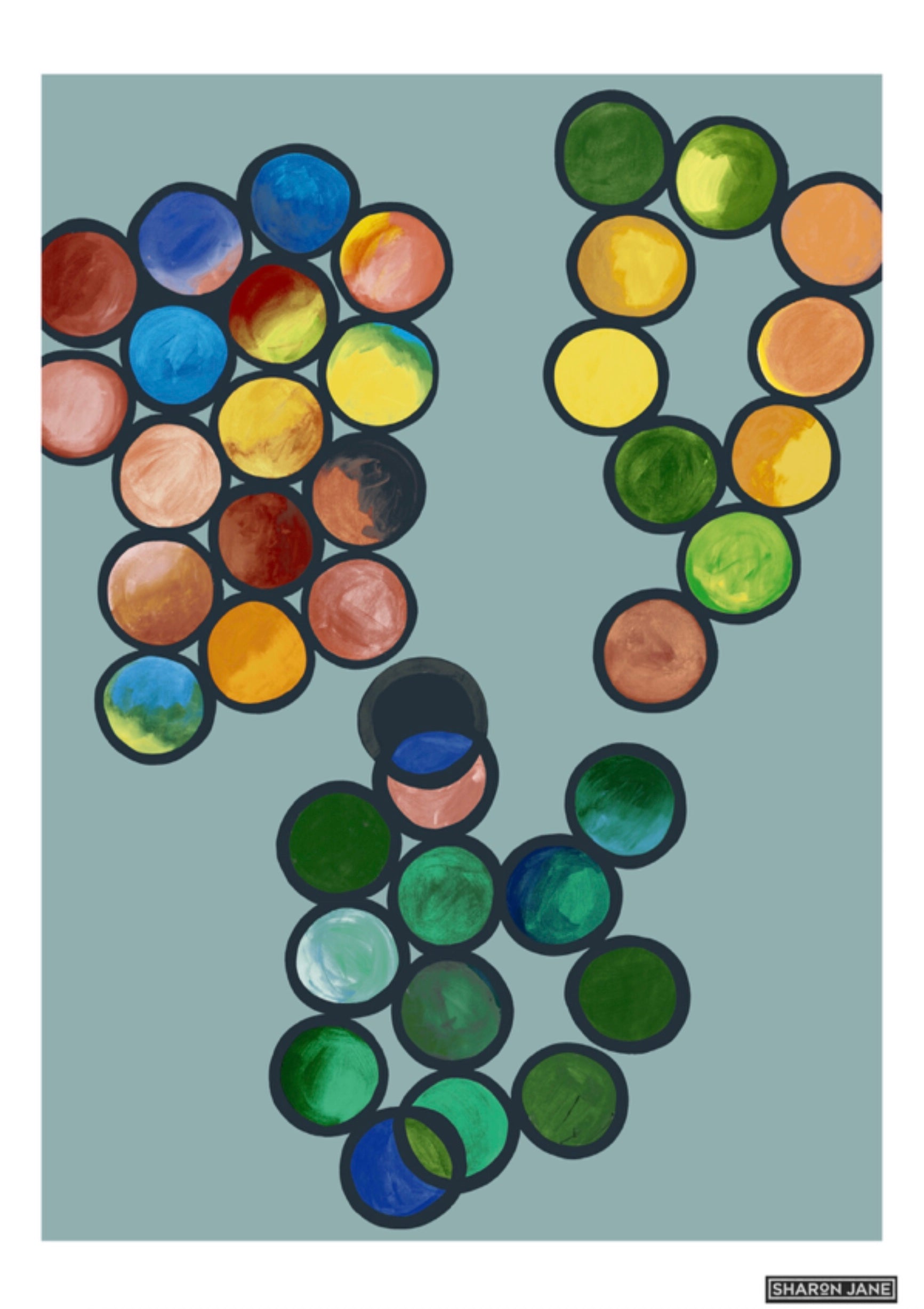 Ombre Circle Print - Duck egg